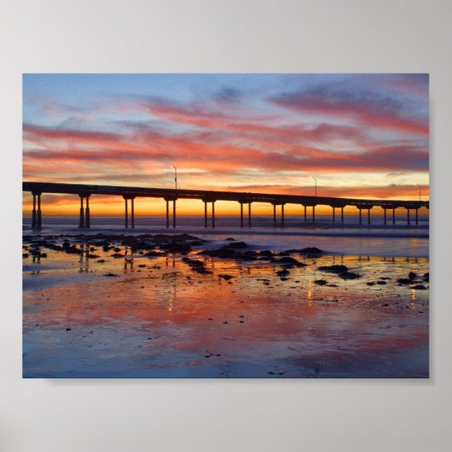 Póster Pôr Do Sol Em Ocean Beach (Frente)