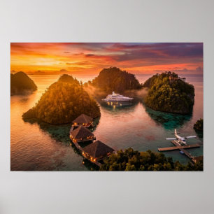 Poster Pôr do sol em Piaynemo Raja Ampat Ilha Tropical Ar