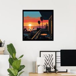 POSTER PÔR DO SOL EM SANTA MÔNICA #1