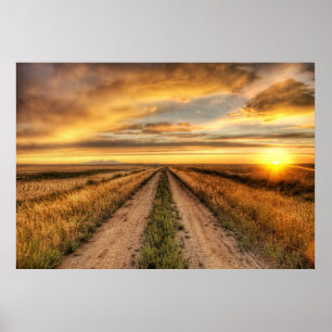 Póster Por do sol em uma estrada secundária