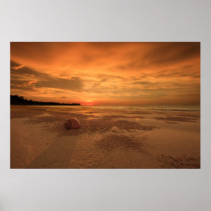 Poster Por do sol em uma praia tailandesa