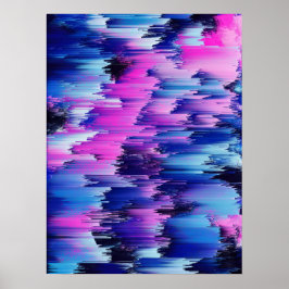 Poster Pôr do Sol Glitch Paisagem Abstrata