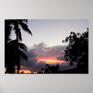 Póster Por do sol havaiano