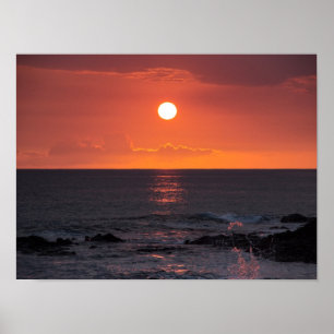Poster Por do sol havaiano do oceano - pôr do sol de