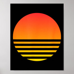 Poster Pôr do Sol Legal Verão Praia Surf 80s Retro Vaporw