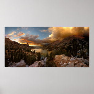 Poster Por do sol médio do lago Rae da abóbada da aleta