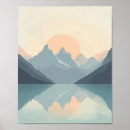 Poster Pôr do Sol Minimalista Sereno na Montanha