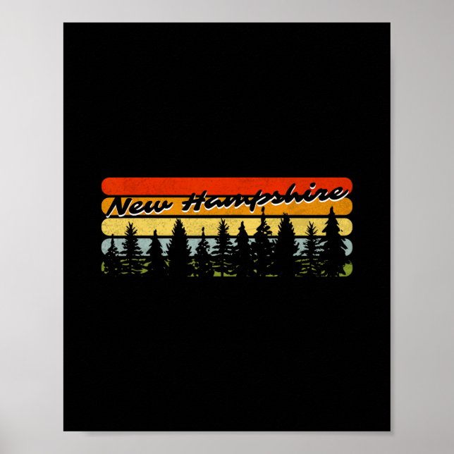 Poster Pôr do sol na floresta de New Hampshire Árvores Ca (Frente)