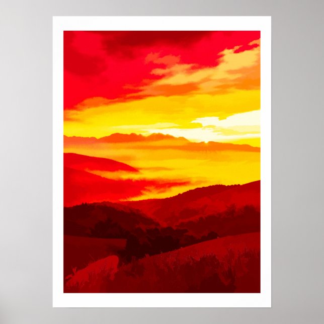 Poster Pôr do sol na montanha (Frente)