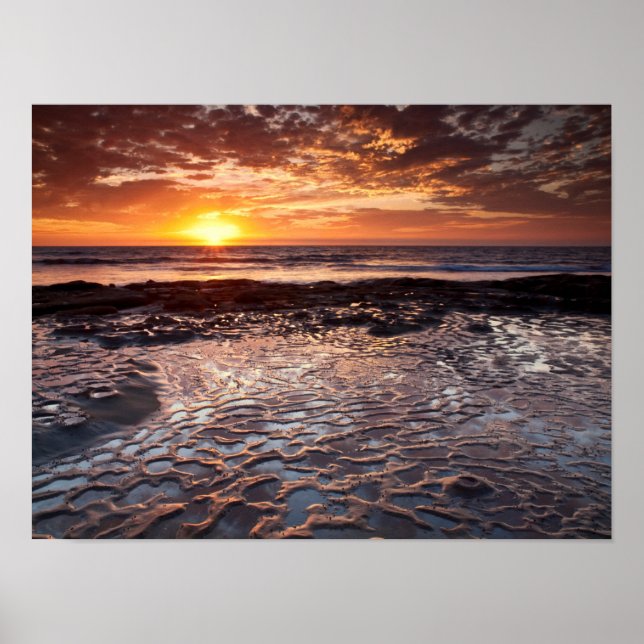 Poster Pôr do sol na praia, Califórnia (Frente)