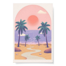 Pôr do sol na praia com arco boho palmeira minimal