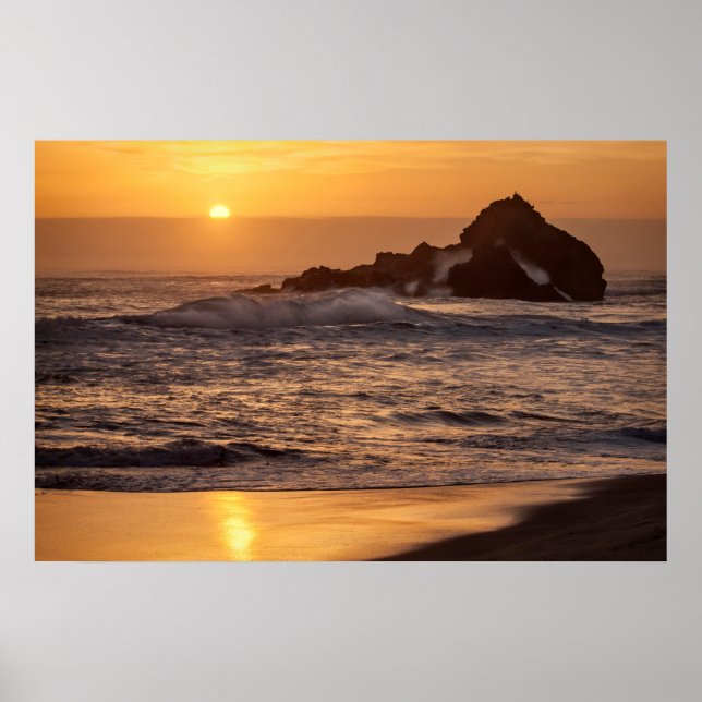 Poster Pôr do sol na praia de Pfeiffer (Frente)