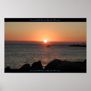 Poster Por do sol na praia de Veneza, Florida
