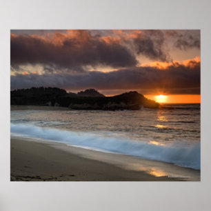 Póster Por do sol na praia do monastério, Carmel,