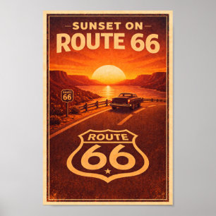 Poster Pôr do sol na Rota 66 Litho
