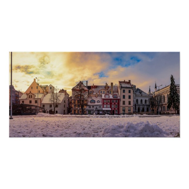 Póster Pôr do sol na rua em Riga (Frente)