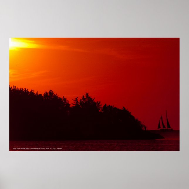 Póster pôr do sol na vela de Ocracoke (Frente)