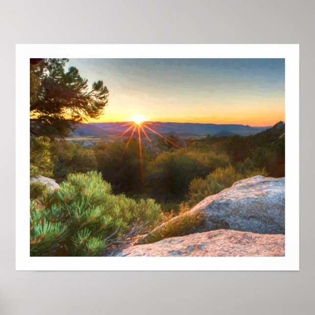 Póster Pôr do sol nas Montanhas Sage (Frente)