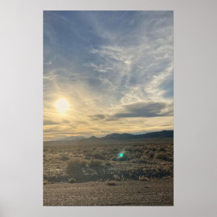 Poster Pôr do sol no deserto de Nevada – Céu Dourado Vert