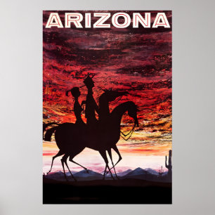 Poster Pôr do Sol no Deserto do Arizona dos Anos 60 - Via