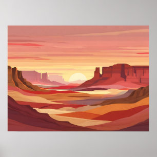 Poster Pôr do Sol no Deserto Fundo Abstrato – Terra Quent