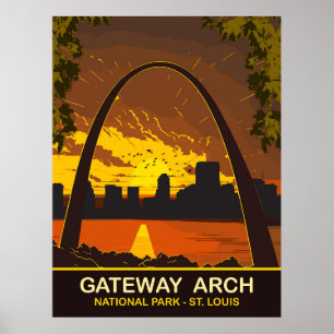 Poster Pôr do sol no Gateway Arch, St Louis, Viagem
