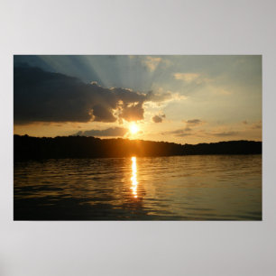 Póster Por do sol no lago
