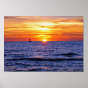 Póster Por do sol no Lago Michigan 2