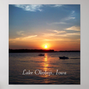 Póster Por do sol no lago Okoboji, Iowa