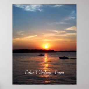 Póster Por do sol no lago Okoboji, Iowa