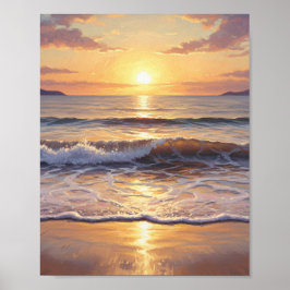 Poster Pôr do Sol no Oceano da Hora Dourada