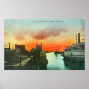 Poster Por do sol no porto ViewStockton, CA