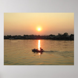 Póster Pôr do sol no rio Chao Phraya ... Ayutthaya, Tailâ
