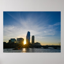 Pôr do sol no rio Tâmisa em Londres