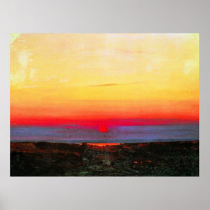 Poster Pôr do sol nos degraus pelo mar, arte fina