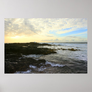 Póster por do sol oahu do ponto do kaena