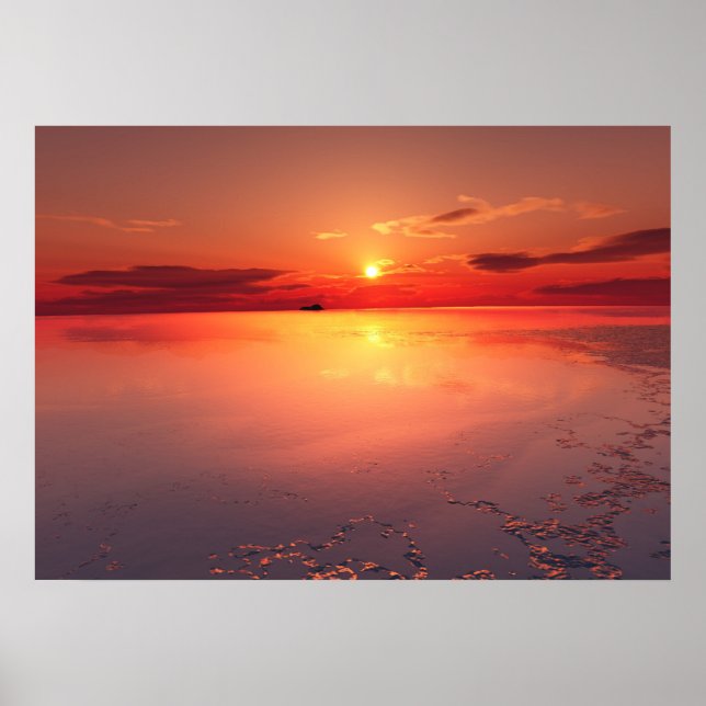 Póster pôr do sol: queimando gelo (Frente)