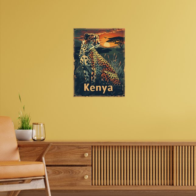 Poster pôr do sol Quênia Cheeatah (Sala de Estar 2)