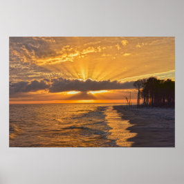 Poster Pôr do sol raios de sol na Ilha Dauphin, Alabama