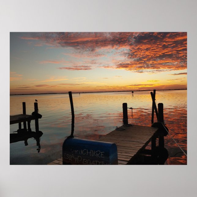 Poster Pôr do Sol Romântico na Baía (Frente)