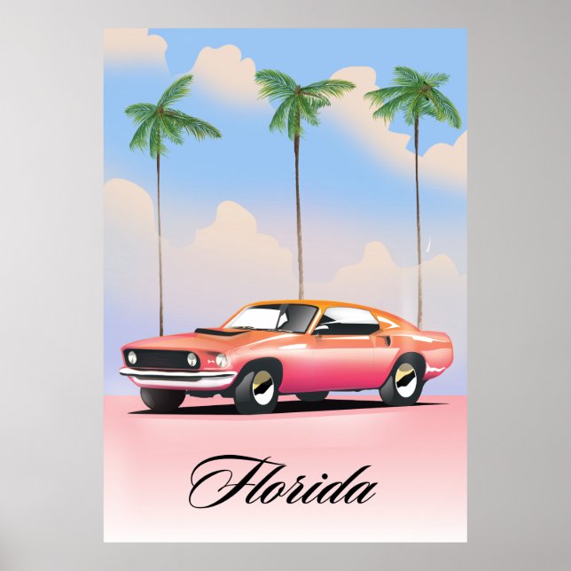 Poster Pôr do Sol Rosa da Flórida (Frente)