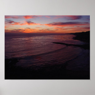 Póster Por do sol roxo na praia das palmas reais