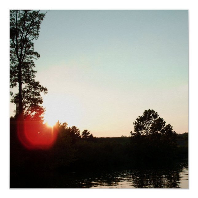 Póster Pôr do Sol Sereno no Rio (Frente)