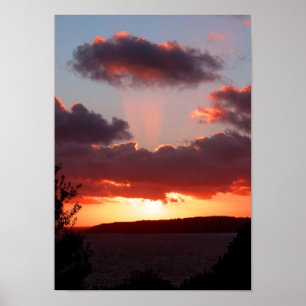 Poster Por do sol sobre a baía de St Aubin no jérsei