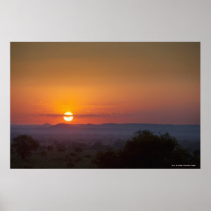 Póster Por do sol sobre a paisagem africana
