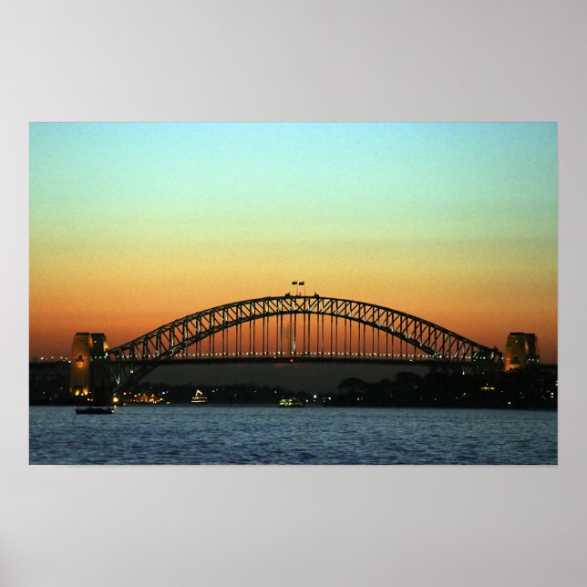 Poster Pôr do sol sobre a Sydney Harbor Bridge, Austrália (Frente)