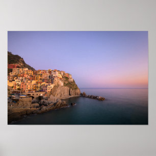 Poster Por do sol sobre a vila de Manarola em Cinque