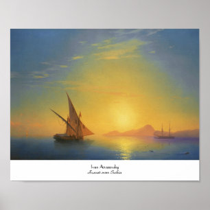 Póster Por do sol sobre águas do seascape de Ivan