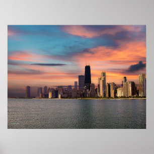 Poster Pôr do sol sobre Chicago