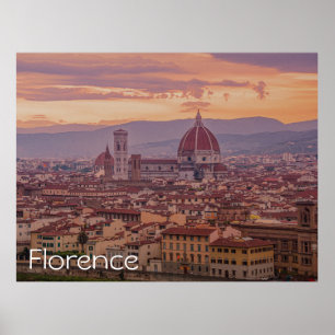 Poster Pôr do sol sobre Florença, Itália